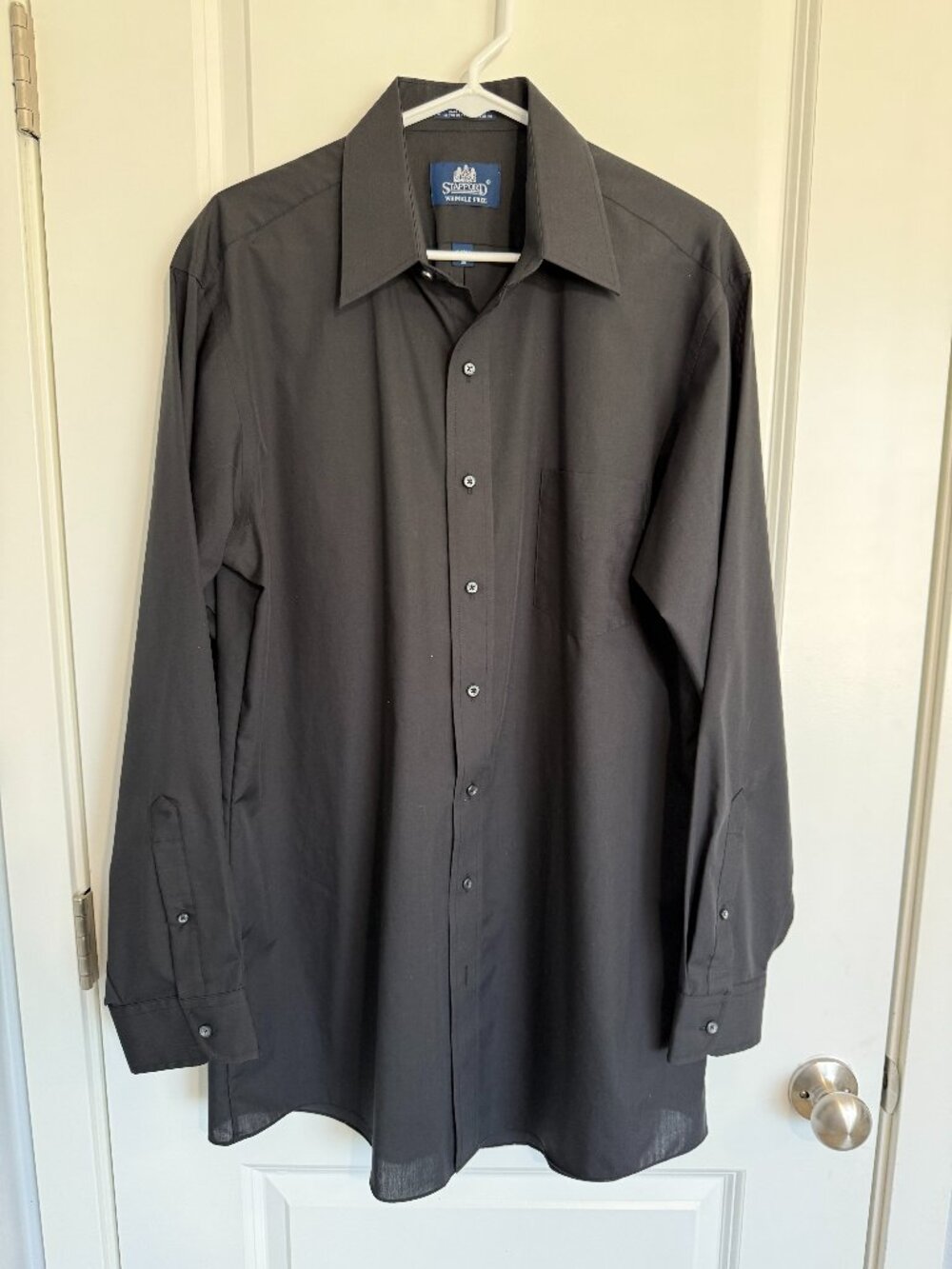 Stafford Wrinkle Free Broadcloth Dress Shirt Men's 16.5 36 X-Tall Black